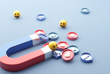 Magnet with social media icons -Digital marketing